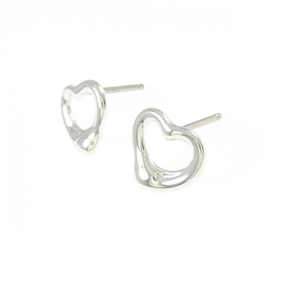 Tiffany & Co. Open Heart Stud Pierced Earrings Sterling  TIFFANY Silver Heart Earrings